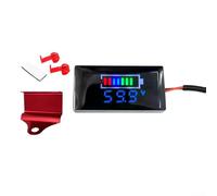 Jotekonoby Panel de voltímetro digital con pantalla LED, monitor de estado de batería LCD y sobre/bajo voltaje, se adapta a motocicletas y vehículos eléctricos (soporte rojo + azul)