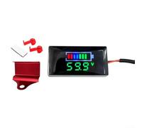 Jotekonoby Panel de voltímetro digital con pantalla LED, monitor de estado de batería LCD y sobre/bajo voltaje, se adapta a motocicletas y vehículos eléctricos (soporte rojo + verde)
