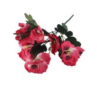 Jotekonoby Ramo de flores de pensamiento decorativo, 10 tallos, planta artificial realista para interiores, jardín, boda, fiesta, decoración del hogar, arreglo de 26 cm, rojo rosa (rojo rosa)