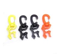 Jotekonoby Soporte de manguera de buceo de nailon con clip a presión para accesorios de consola regulador BCD, organizador de manguera giratorio para mangueras de alta presión (negro, 10 x 10 mm)