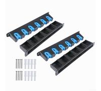 Jotekonoby Soporte vertical para caña de pescar para almacenamiento de pared, estante para 6 cañas con ABS y construcción de EVA, diseño que ahorra espacio para garajes o cobertizos (negro y azul)