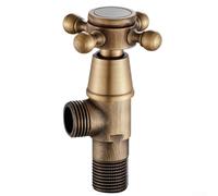 Jotekonoby Válvula de cierre triangular de latón antiguo G1/2, válvula de control de agua para grifo de baño, construcción de latón macizo con cubierta decorativa, acabado vintage para el hogar