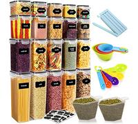 JOTOL Botes Cocina Almacenaje,Recipientes para Alimentos de Plástico 20 Piezas,Sin BPA con Etiquetas,Lápiz y Cucharas,Botes Cocina de Alimentos Herméticos para Cereales Harina,Café,Pastas