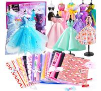 JOTOL Kit de Diseño de Moda para Niñas,1200 Piezas+Kit Diseña la Moda Niña,Diseña la Moda Niñas Kit Diseña la Moda Fashion Designer Kit de Manualidades con 4 Maniquíes para Niñas de 8-12+ Años
