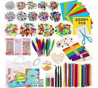 JOTOL Manualidades Niños,2500pcs+Creativo Kit Manualidades,DIY Arts Crafts Materiales Juegos de Manualidades con Limpiadores de Pipa,Pompoms,Papel de Colores,Pegatinas