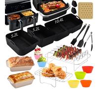 JOTOL Molde Silicona Freidora de Aire,Accesorios Freidora Sin Aceite,Moldes Silicona Air Fryer,Accesorios para Freidora de Aire Ninja Foodi Af500eu,incluye Molde,Guantes,Brocha,etc.