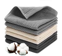 JOTOL Paños de Cocina,Toallas de té,Paños de Cocina Suaves,Toallas de Cocina 100% algodón Rizado,Paquete de 6 Toallas de Cocina,65 x 45 cm（Gris Oscuro, Gris Claro, Beis）