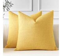 JOTOM 2 Fundas de Cojín 60x60 cm Lino Amarillo Decorativas 24x24 Pulgadas Cuadradas Funda de Cojín Decoración del Hogar para Sofá Cama