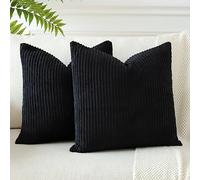 JOTOM 2 Piezas Pana Fundas de Cojín 60x60 cm Rayas 24x24 Pulgadas Funda de Almohada Cuadrada para Sofá Salón Cama Decoración del Hogar