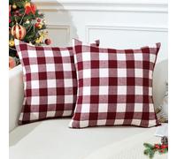 JOTOM Funda de Cojín Cuadros Navidad 60x60 cm Lino Tartán Fundas de Almohada Decorativas para Casa Sofá Coche Juego de 2