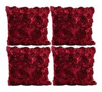 JOTOM Fundas de cojín de Color sólido Rosa, Seda Satén Funda de Almohada para sofá hogar Decorativo,40x40cm, Juego de 4