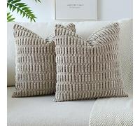 JOTOM Fundas de Cojín de Pana a Rayas Boho 50x50 cm Funda de Almohada Lumbar Decoración del Hogar Cojín para Sofá Cama Dormitorio Juego de 2