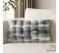 JOTOM Juego de 1 Funda de Cojín de Felpa Suave 30 x 50 cm Funda de Almohada de Pelo Sintético Suave y Lujosa para Sofá Dormitorio (Gris Blanco)