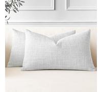 JOTOM Juego de 2 Fundas de Cojín 30x50 cm Lino Gris Claro Fundas de Almohada Decorativas 12x20 Pulgadas Cuadradas Funda de Cojín Decoración del Hogar para Sofá Cama