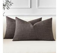JOTOM Juego de 2 Fundas de Cojín 30x50 cm Lino Marrón Oscuro Fundas de Almohada Decorativas 12x20 Pulgadas Cuadradas Funda de Cojín Decoración del Hogar para Sofá Cama