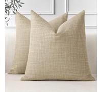 JOTOM Juego de 2 Fundas de Cojín 40x40 cm Lino Fundas de Almohada Decorativas 16x16 Pulgadas Cuadradas Funda de Cojín Decoración del Hogar para Sofá Cama Tan Claro