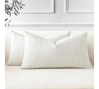 JOTOM Juego de 2 Fundas de Cojín 40x60 cm Lino Beige Fundas de Almohada Decorativas 16x24 Pulgadas Cuadradas Funda de Cojín Decoración del Hogar para Sofá Cama