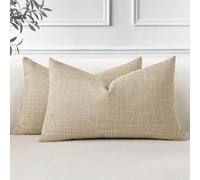 JOTOM Juego de 2 Fundas de Cojín 40x60 cm Lino Fundas de Almohada Decorativas 16x24 Pulgadas Cuadradas Funda de Cojín Decoración del Hogar para Sofá Cama Tan Claro