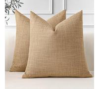 JOTOM Juego de 2 Fundas de Cojín 50x50 cm Lino Fundas de Almohada Decorativas 20x20 Pulgadas Cuadradas Funda de Cojín Decoración del Hogar para Sofá Cama Marrón Claro