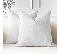 JOTOM Juego de 2 Fundas de Cojín 60x60 cm Lino Gris Claro Fundas de Almohada Decorativas 24x24 Pulgadas Cuadradas Funda de Cojín Decoración del Hogar para Sofá Cama