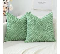 JOTOM Juego de 2 fundas de cojín de cordón de terciopelo, fundas de cojín decorativas suaves estilo boho, fundas de cojín modernas de patchwork, fundas de cojín para sofá, cojín decorativo, funda de