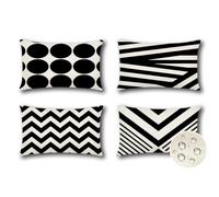 JOTOM Juego de 4 Fundas de Cojín para Exteriores Impermeable 40x60cm Geométricas Modernas Fundas Almohada al Aire Libre Decorativo para Patio Jardín Dormitorio Sofá Silla Cama Negro