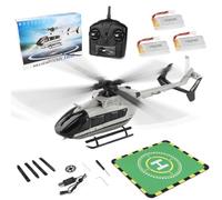 JOTPOR WL-K160 EC-145 Helicóptero RC a escala militar, clase 160 2.4G 4CH Helicóptero sin barra con retención de altitud, despegue/aterrizaje con una sola tecla, almohadillas de aterrizaje y 3