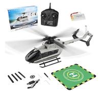 JOTPOR WL-K160 EC-145 Helicóptero RC a escala militar, clase 160 2.4G 4CH Helicóptero sin barra con retención de altitud, despegue/aterrizaje con una sola tecla, almohadillas de aterrizaje y 1 batería