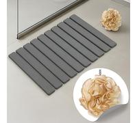 JOU PRIME Alfombra Baño Diatomita con Esponja de Baño de Regalo. Alfombra Diatomita de 60 x 40 cm Alfombrilla Baño Plegable y Absorbente Alfombra Baño Piedra Secado Rapido (Incluye Esponja de Ducha)