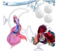 Jouets d'Enrichissement pour Poisson Betta - 2 Pièces Accessoires d'Aquarium à Ventouse | Anneaux d'Enrichissement pour Poisson Combattant, Habitat Jeu, Exercice, Entraînement, Divertissement, Décorat