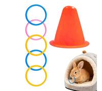 Jouets Lapin 8x8cm Anneaux Empilables pour Petits Animaux | Jouets Interactifs Éducatifs Chatons Furets Hamsters Oiseaux Chinchillas Écureuils | Jeu Puzzle Coloré pour Cage Maison Intérieur Extérieur