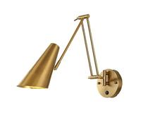 JOUFNING Aplique De Pared Con Brazo Articulado Ajustable, Lámpara De Brazo Articulado Largo, Giratoria, Telescópica Y Plegable, Lámpara De Noche Vintage E27, Creativa Y Regulable(Gold)