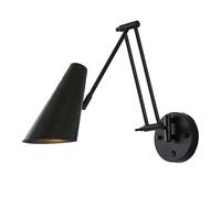 JOUFNING Aplique De Pared Con Brazo Articulado Ajustable, Lámpara De Brazo Articulado Largo, Giratoria, Telescópica Y Plegable, Lámpara De Noche Vintage E27, Creativa Y Regulable(Black)