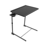 JOUFNING Escritorio Plegable, Escritorio Portátil para Reuniones, Sofá Cama, Mesa Inclinable, Portavasos Y Patas Metálicas Plegables, Estación De Trabajo Compacta para Oficina En Casa(Black)