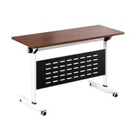 JOUFNING Escritorio Plegable, Mesa Modular Marrón para Reuniones Y Seminarios, Mesas De Capacitación Plegables con Tapa Abatible, Escritorio Rectangular Largo para 2-4 Personas(55in*24in)