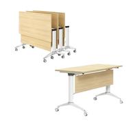 JOUFNING Escritorio Plegable, Mesas De Capacitación Modernas con Tapa Abatible para Oficina, Escritorio Portátil para Sala De Reuniones con Ruedas Silenciosas Y Deflector(160 * 60 * 75cm)