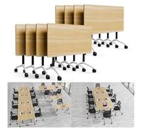 JOUFNING Escritorio Plegable - Moderna Mesa De Reuniones Móvil Grande, Mesas De Conferencias con Ruedas Y Tapa Abatible, Mesas De Seminario con Ruedas, para Oficinas Y Aulas(8pcs,160 * 60 * 75cm)