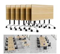 JOUFNING Escritorio Plegable - Moderna Mesa De Reuniones Móvil Grande, Mesas De Conferencias con Ruedas Y Tapa Abatible, Mesas De Seminario con Ruedas, para Oficinas Y Aulas(6pcs,120 * 60 * 75cm)