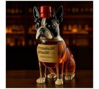 JOUFNING Estatua Artística, Botella De Whisky Coleccionable - Escultura De Botella De Whisky Con Forma De Boston Terrier, Decantador De Whisky De Vidrio Novedoso, Jarra Vacía Artesanal(A)