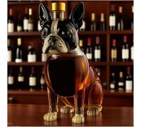 JOUFNING Estatua Artística, Botella De Whisky Coleccionable - Escultura De Botella De Whisky Con Forma De Boston Terrier, Decantador De Whisky De Vidrio Novedoso, Jarra Vacía Artesanal(C)