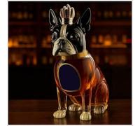 JOUFNING Estatua Artística, Botella De Whisky Coleccionable - Escultura De Botella De Whisky Con Forma De Boston Terrier, Decantador De Whisky De Vidrio Novedoso, Jarra Vacía Artesanal(B)