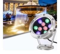 JOUFNING Lámpara LED Sumergible Para Fuente, Lámpara Subacuática Para Piscina, Foco Empotrable Impermeable IP68, Luces De Paisaje Giratorias De 12 V CA(RGB,9W)