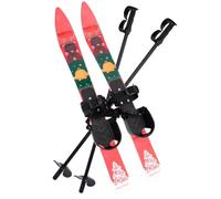 joukares Esquí de nieve para niños, tablas de esquí ligeras para principiantes, con hebillas y bastones ajustables, equipo de deportes de invierno para niños menores de 4 años, color rojo