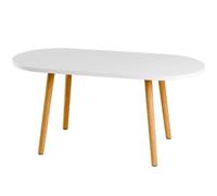 joukares Mesa de centro moderna, mesa de centro pequeña blanca para espacios pequeños, mesa central única con patas de madera para sala de estar, oficina en casa, color blanco