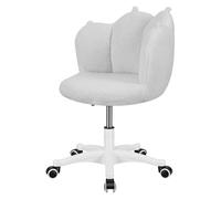joukares Taburete de tocador giratorio con respaldo pata de gato, silla de maquillaje ajustable en altura, rotación de 360 grados, asiento sin apoyabrazos para dormitorio y salón, color gris claro