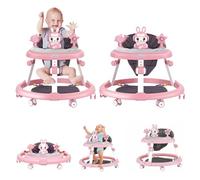 joukares Trotteur Bébé Plable, Trotteur Bébé Réglable En Hauteur avec Roues Silencieuses, Center d'Activités avec Musique et Lumières, Pour Bébé de 6 à 18 Mois, 12 kg Carga 12 kg Rosa