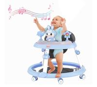 joukares Trotteur Bébé Plable, Trotteur Bébé Réglable En Hauteur avec Roues Silencieuses, Center d'Activités avec Musique et Lumières, Pour Bébé de 6 à 18 Mois, 12 kg Carga 12 kg (Azul)
