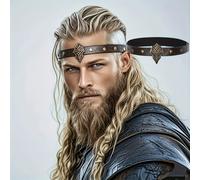 JOUKAVOR Vikinga de Cuero PU - Accesorio de Disfraz Vikingo para Halloween, Navidad, Renacentistas y Fiestas Temáticas - Tocado Vikingo para Juegos ()