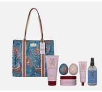 Joules Brilliant - Juego de bolsa de fin de semana y artículos de tocador y artículos de tocador con estampado de cachemira azul