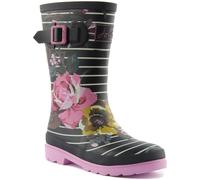JOULES Junior con Vuelta Estampado Floral Lluvia Unisex Botas Navy Blanco US 1-